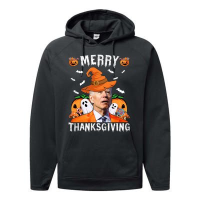 Funny Joe Biden Happy Halloween Shirt Merry Thanksgiving Performance Fleece Hoodie