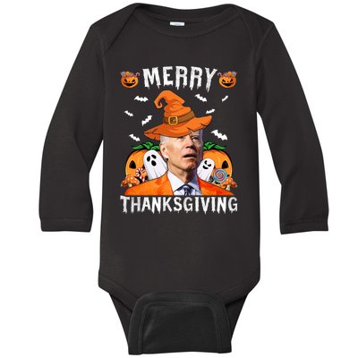 Funny Joe Biden Happy Halloween Shirt Merry Thanksgiving Baby Long Sleeve Bodysuit