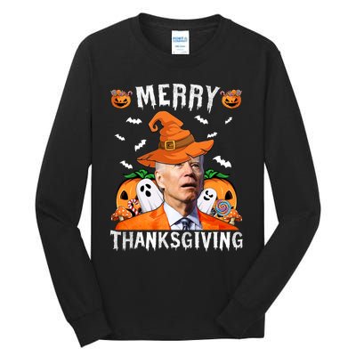 Funny Joe Biden Happy Halloween Shirt Merry Thanksgiving Tall Long Sleeve T-Shirt