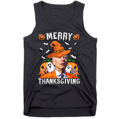 Funny Joe Biden Happy Halloween Shirt Merry Thanksgiving Tank Top