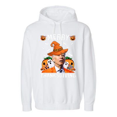 Funny Joe Biden Happy Halloween Shirt Merry Thanksgiving Garment-Dyed Fleece Hoodie