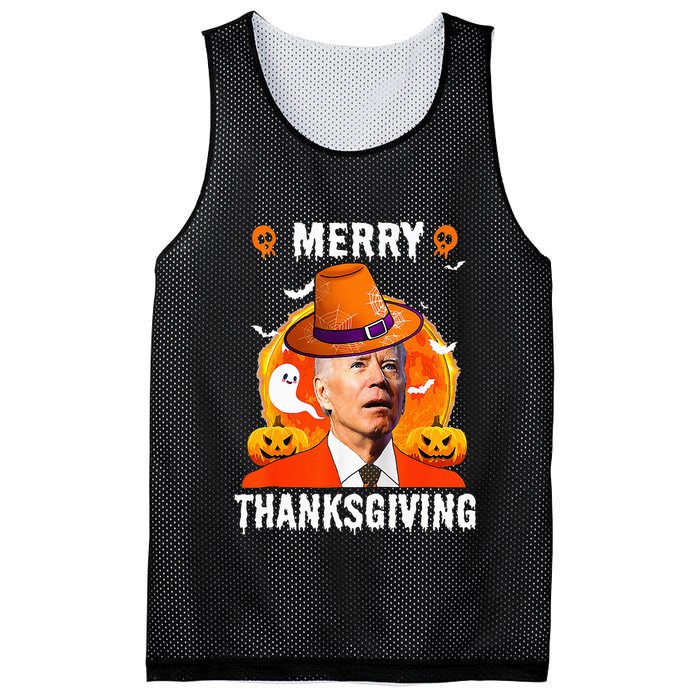Funny Joe Biden Confused Merry Thanksgiving For Halloween Mesh Reversible Basketball Jersey Tank