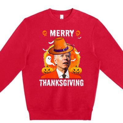 Funny Joe Biden Confused Merry Thanksgiving For Halloween Premium Crewneck Sweatshirt