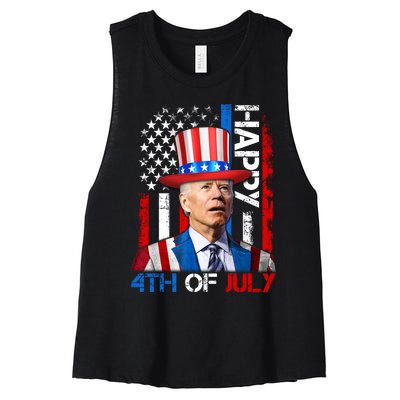 Funny Joe Biden 4th Of July Firework Independence Day Women's Racerback Cropped Tank