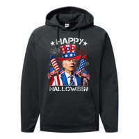 Funny Joe Biden 4th Of July Happy Halloween Firework Performance Fleece Hoodie