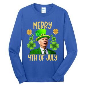 Funny Joe Biden St Patricks Day Merry 4th Of July Sarcastic Great Gift Tall Long Sleeve T-Shirt