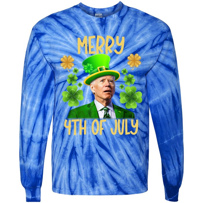 Funny Joe Biden St Patricks Day Merry 4th Of July Sarcastic Great Gift Tie-Dye Long Sleeve Shirt