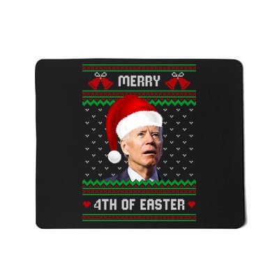 Funny Joe Biden Merry 4th Of Easter Ugly Christmas Sweater Mousepad