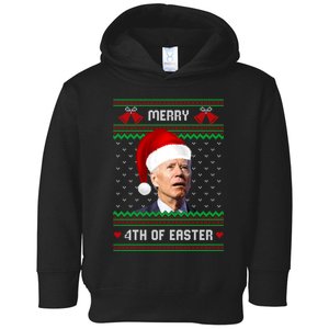 Funny Joe Biden Merry 4th Of Easter Ugly Christmas Sweater Toddler Hoodie