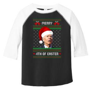 Funny Joe Biden Merry 4th Of Easter Ugly Christmas Sweater Toddler Fine Jersey T-Shirt