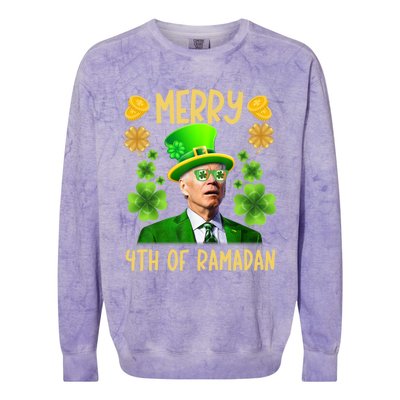 Funny Joe Biden St Patricks Day Merry 4th Of Ramadan Gift Colorblast Crewneck Sweatshirt