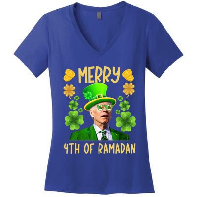 Funny Joe Biden St Patricks Day Merry 4th Of Ramadan Gift Women's V-Neck T-Shirt