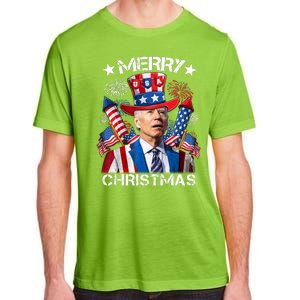 Funny Joe Biden 4th Of July Merry Christmas Firework USA Adult ChromaSoft Performance T-Shirt