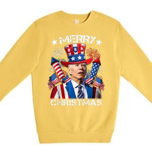 Funny Joe Biden 4th Of July Merry Christmas Firework USA Premium Crewneck Sweatshirt