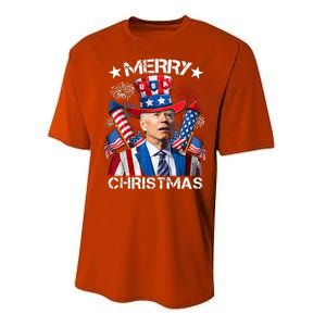 Funny Joe Biden 4th Of July Merry Christmas Firework USA Performance Sprint T-Shirt