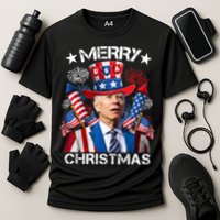 Funny Joe Biden 4th Of July Merry Christmas Firework USA Cooling Performance Crew T-Shirt