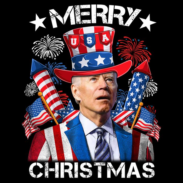 Funny Joe Biden 4th Of July Merry Christmas Firework USA Cooling Performance Crew T-Shirt