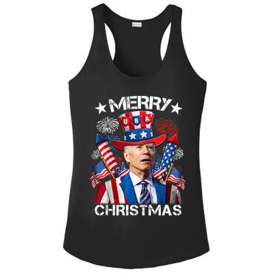 Funny Joe Biden 4th Of July Merry Christmas Firework USA Ladies PosiCharge Competitor Racerback Tank