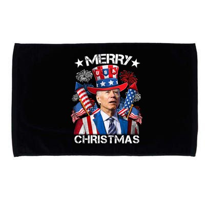 Funny Joe Biden 4th Of July Merry Christmas Firework USA Microfiber Hand Towel