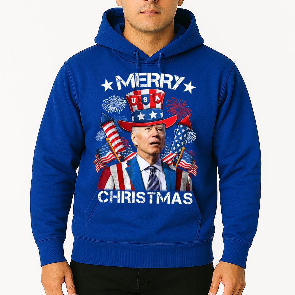 Funny Joe Biden 4th Of July Merry Christmas Firework USA Hoodie