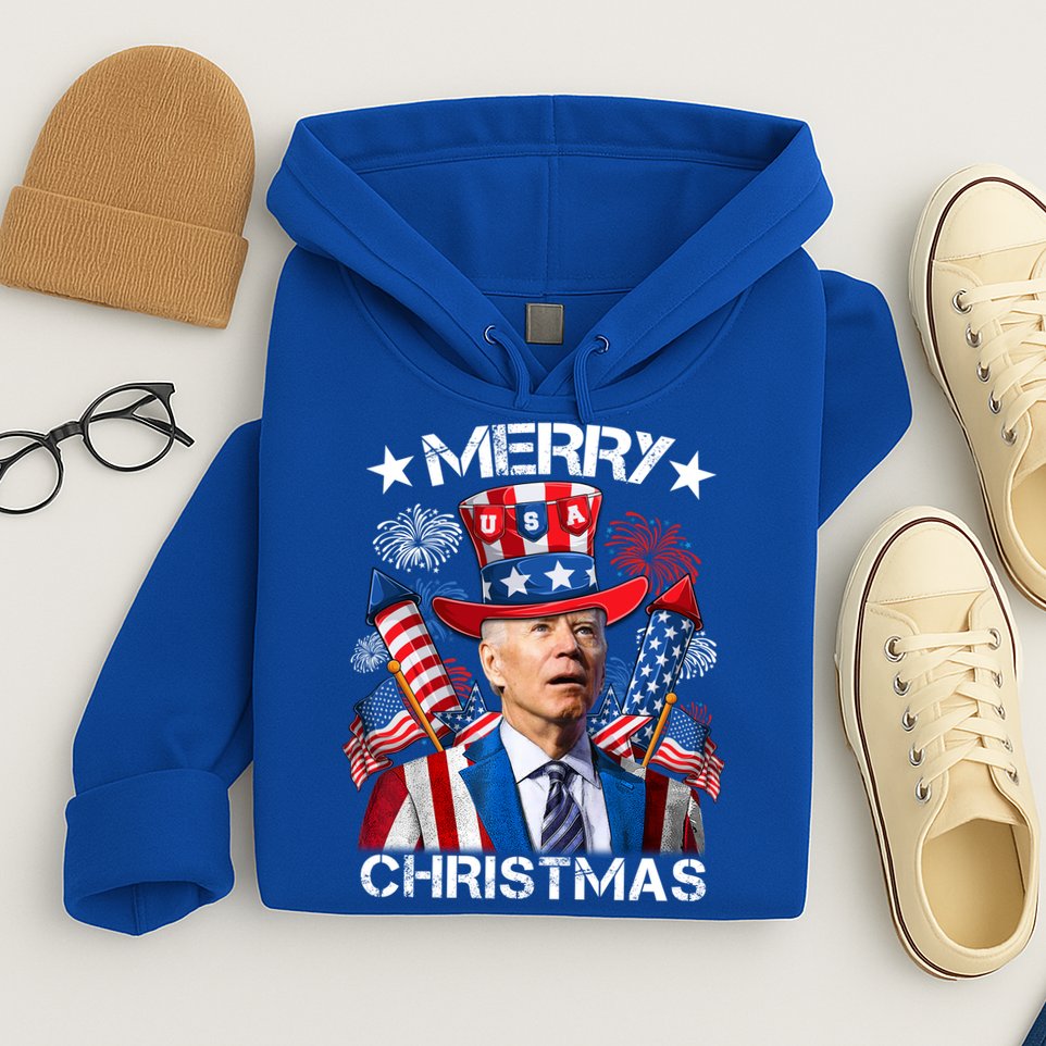 Funny Joe Biden 4th Of July Merry Christmas Firework USA Hoodie