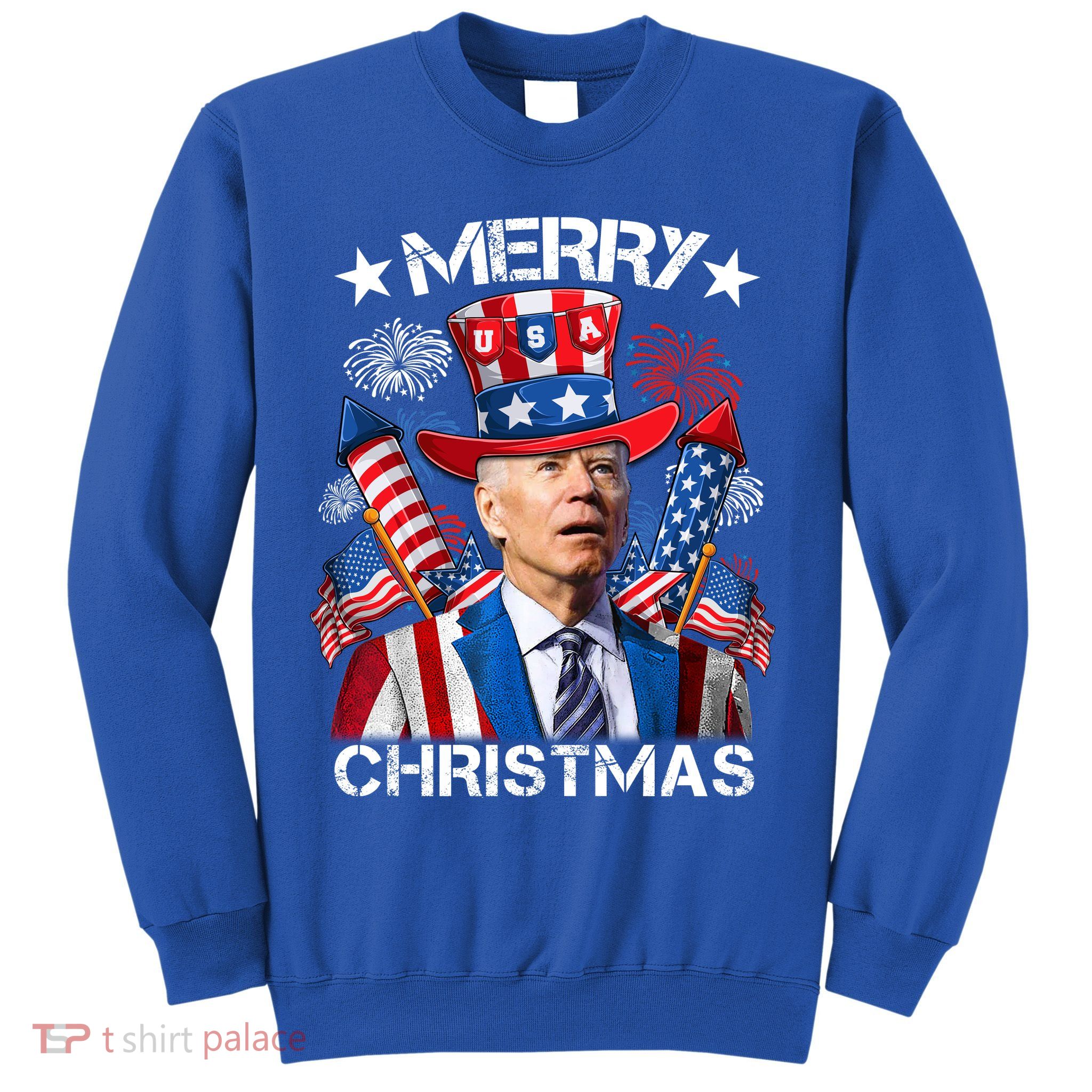 Funny Joe Biden 4th Of July Merry Christmas Firework USA Sweatshirt