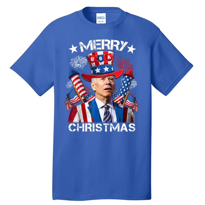 Funny Joe Biden 4th Of July Merry Christmas Firework USA Tall T-Shirt