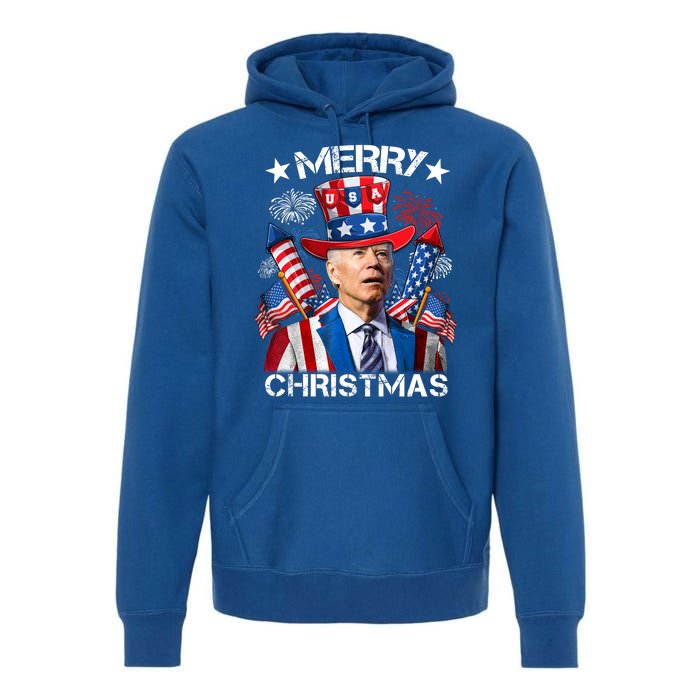 Funny Joe Biden 4th Of July Merry Christmas Firework USA Premium Hoodie