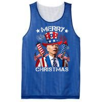 Funny Joe Biden 4th Of July Merry Christmas Firework USA Mesh Reversible Basketball Jersey Tank