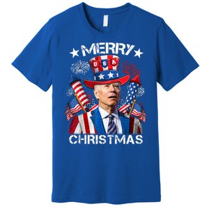 Funny Joe Biden 4th Of July Merry Christmas Firework USA Premium T-Shirt