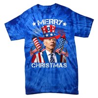 Funny Joe Biden 4th Of July Merry Christmas Firework USA Tie-Dye T-Shirt