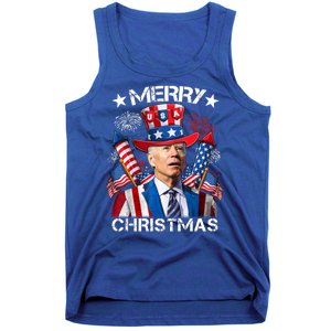 Funny Joe Biden 4th Of July Merry Christmas Firework USA Tank Top