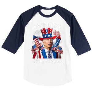 Funny Joe Biden 4th Of July Merry Christmas Firework USA Baseball Sleeve Shirt