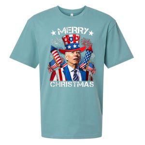 Funny Joe Biden 4th Of July Merry Christmas Firework USA Sueded Cloud Jersey T-Shirt