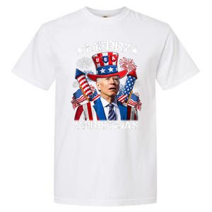 Funny Joe Biden 4th Of July Merry Christmas Firework USA Garment-Dyed Heavyweight T-Shirt