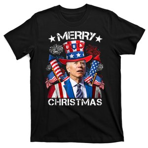 Funny Joe Biden 4th Of July Merry Christmas Firework USA T-Shirt