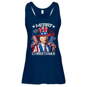 Funny Joe Biden 4th Of July Merry Christmas Firework USA Ladies Essential Flowy Tank