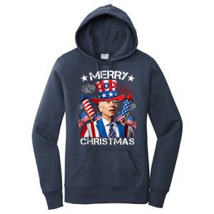 Funny Joe Biden 4th Of July Merry Christmas Firework USA Women's Pullover Hoodie