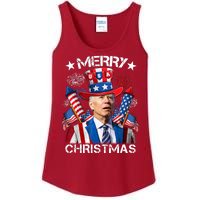 Funny Joe Biden 4th Of July Merry Christmas Firework USA Ladies Essential Tank