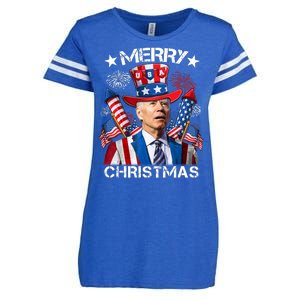 Funny Joe Biden 4th Of July Merry Christmas Firework USA Enza Ladies Jersey Football T-Shirt