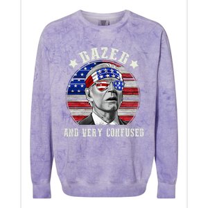 Funny Joe Biden Dazed And Very Confused 4th Of July 2024 Colorblast Crewneck Sweatshirt