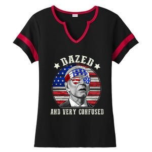 Funny Joe Biden Dazed And Very Confused 4th Of July 2024 Ladies Halftime Notch Neck Tee