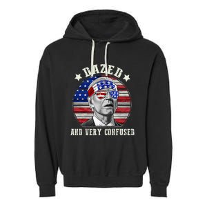 Funny Joe Biden Dazed And Very Confused 4th Of July 2024 Garment-Dyed Fleece Hoodie