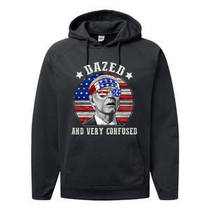 Funny Joe Biden Dazed And Very Confused 4th Of July 2024 Performance Fleece Hoodie