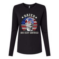 Funny Joe Biden Dazed And Very Confused 4th Of July 2024 Womens Cotton Relaxed Long Sleeve T-Shirt