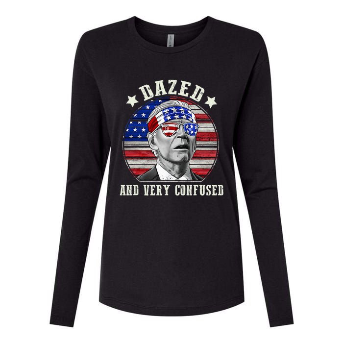 Funny Joe Biden Dazed And Very Confused 4th Of July 2024 Womens Cotton Relaxed Long Sleeve T-Shirt