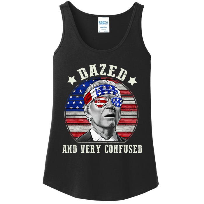 Funny Joe Biden Dazed And Very Confused 4th Of July 2024 Ladies Essential Tank