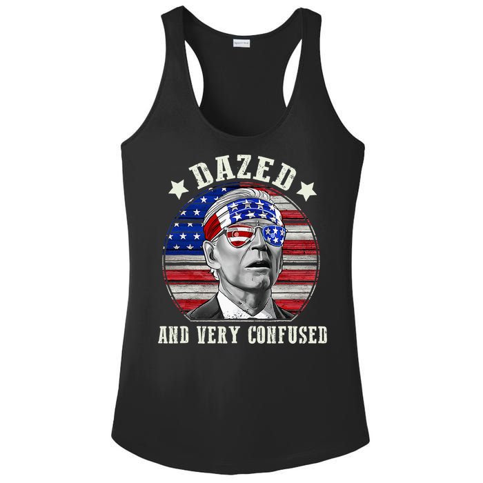 Funny Joe Biden Dazed And Very Confused 4th Of July 2024 Ladies PosiCharge Competitor Racerback Tank