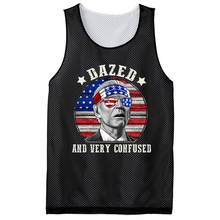 Funny Joe Biden Dazed And Very Confused 4th Of July 2024 Mesh Reversible Basketball Jersey Tank