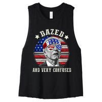 Funny Joe Biden Dazed And Very Confused 4th Of July 2024 Women's Racerback Cropped Tank